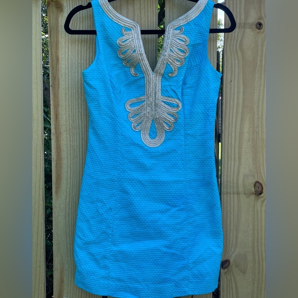 Lily Pulitzer Janice Dress Teal & Gold size 0